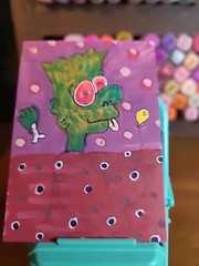Original Aceo Painting Zombie Bart Simpson Low Brow Blood Donation Severed Hand