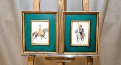 Pair of Antique Hussar Paintings on Horseback – 22 × 26 cm Each