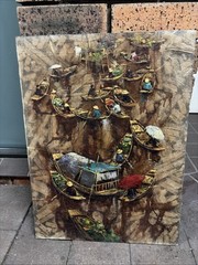 MCM Prayat Pongdam SIGNED ARTIST ORIGINAL PAINTING FISH MARKETS 46 X 62cm