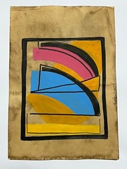 ANDY WARHOL drawing and painting on old paper signed stamped vintage