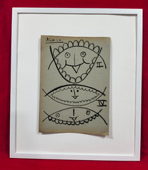 PABLO PICASSO PASTEL ON PAPER TETE D¨HOMME SIGNED AND DATED 1953 WITH FRAME