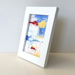 Abstract Miniature original acrylic painting framed contemporay art 5×6 OOAK
