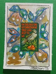 Postal Whimsy™ — Twelve Days Christmas Stamp — Card #1 — OOAK Stamp‑Integrated