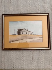 Watercolour Farmhouse Prairie Painting – Original Signed Mark H 1988