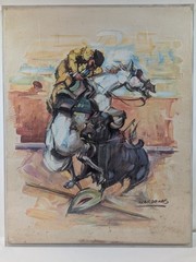 Vintage D Cardenas Bullfighter Oil Painting Signed 14×11