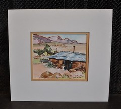 Watercolor Painting – Old Tin Roof Shack – Oatman Arizona – Elsie Goldstein