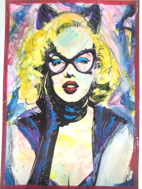 ATC ACEO Catgirl MARILYN MONROE Abstract Art