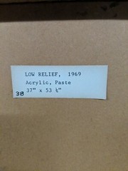 William Saltzman 1969 framed plaster on board 37 in x 53 in „Low Relief“