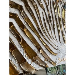 Zebra, ORIGINAL Animal Art Abstract White & Gold Handmade Canvas wall art Decor