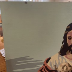 Jesus Good Shepherd Painting Paint-By-Number Completed 12×16” Unframed Vintage