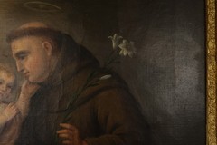 Antique Oil Painting Saint Anthony of Padua with Child Jesus 18th Century