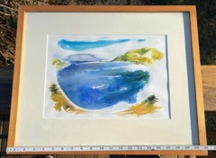 Watercolor Ink & Gouache Philip Frey “Late Afternoon Somes Sound” Maine Framed