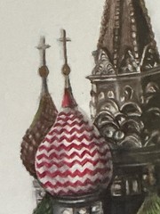 St Basil’s Cathedral Moscow Russian Landmark Framed Pen And Ink Painting