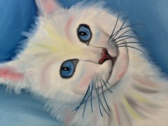 Original Oil painting art on canvas 11 x 14 in portrait colorful abstract cat