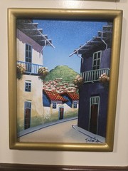 VTG Mexican Folk Art Painting 3 Panel Framed Signed J. RAPHAEL Gorgeous Colors