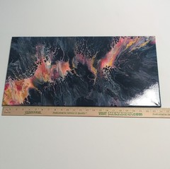 Original Abstract Acrylic Painting on Canvas, Black Pink Yellow, Medium