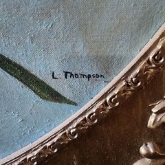 Antique Oval Painting L. Thompson