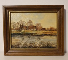 Original Oil Painting Landscape 1985 Signed By A. Kaeding 31x37cm Vintage