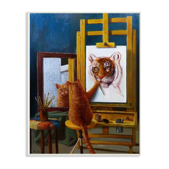 10 In. X 15 In. „Cat Confidence Self Portrait as a Tiger Funny Painting“ by Arti