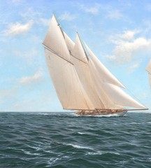 Large 1894 Yacht Solent Race Britannia and Vigilant – by STEPHEN J RENARD