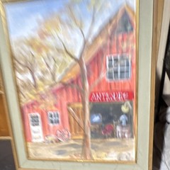 Nancy Nelson Original Framed Acrylic Painting Barn Antiques Landscape Signed