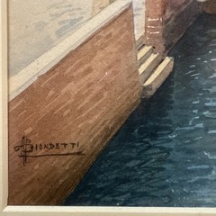 Signed Italian Artist ANDREA BIONDETTI Framed Watercolor of Venice Italy