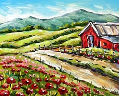 California Poppy Field Original Oil Painting Floral Wall Art Landscape 10×8“