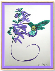Hummingbird Feeding Modern Contemporary Original 9×12 Signed Paper Acrylic