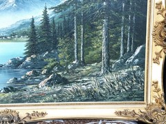 Olshof Stoltz (German), VTG c. 1950’s Ex. Large O/C „Mountain Lake Landscape“!