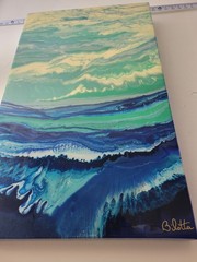 Barbara Bilotta Original Contemporary Abstract Resin Painting 18×30