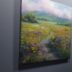 Colorful Wildflower Meadow Landscape Oil Painting Original Wall Art Canvas 10×10