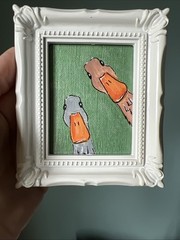 Funny Duck,goose, whimsical,cute,original,miniature Painting,small,mini,framed