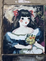 ANTIQUE MID CENTURY PAINTING PORTRAIT BIG EYE CHILDREN LISTED FAMOUS ALEXANDER
