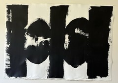 Large Abstract Minimalist Black & White Painting Acrylic On Canvas UNFRAMED