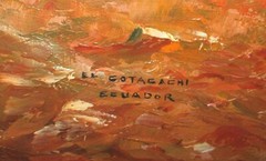 OSWALDO MONCAYO „EL COTACACHI ECUADOR“ ORIGINAL OIL ON CANVAS LANDSCAPE PAINTING