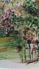 Framed Matted Signed Original Landscape Watercolor Painting 14″ x 11″