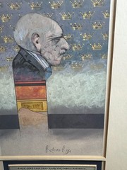 Luis Eades Roberto Rey Signed Casein Painting Modernist Portrait 1990 Framed Art