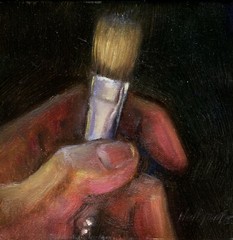 Artist’s Bristle Paintbrush 6×6 in. Original Oil on panel Hall Groat II