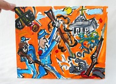 BAYONET CHARGE GETTYSBURG CIVIL WAR FOLK ART by Jr CHARLIE FAST LITTLE ROUND TOP