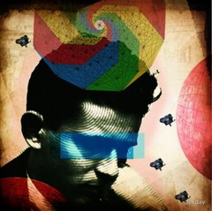 Vintage Abstract Canvas Collage Pop Art Painting Man Cool Sci-fi Surreal