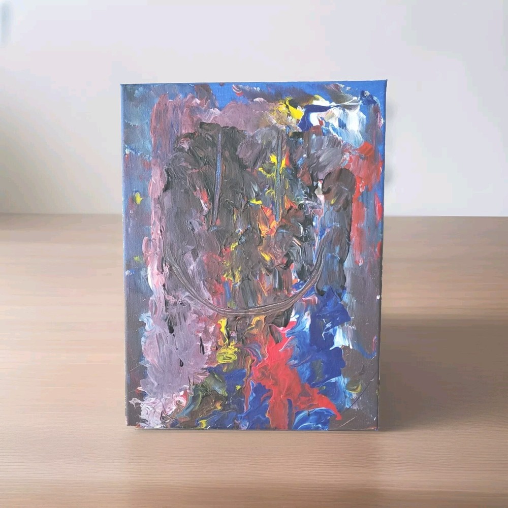 Modern Original Abstract Acrylic Painting On Canvas H 12in, W 9in, D 1in