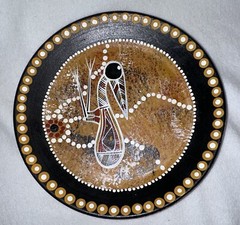 Lionel Phillips 1994 Aboriginal Australian Artist Pottery Plate Hand Painted