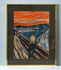 Painting Oil on Canvas The Scream Homage Gilt Framed Michal Bosza 1983