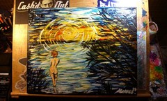 Outsider art „The Water Remembers Her Shape“ 16×20 acrylic on canvas Mohler