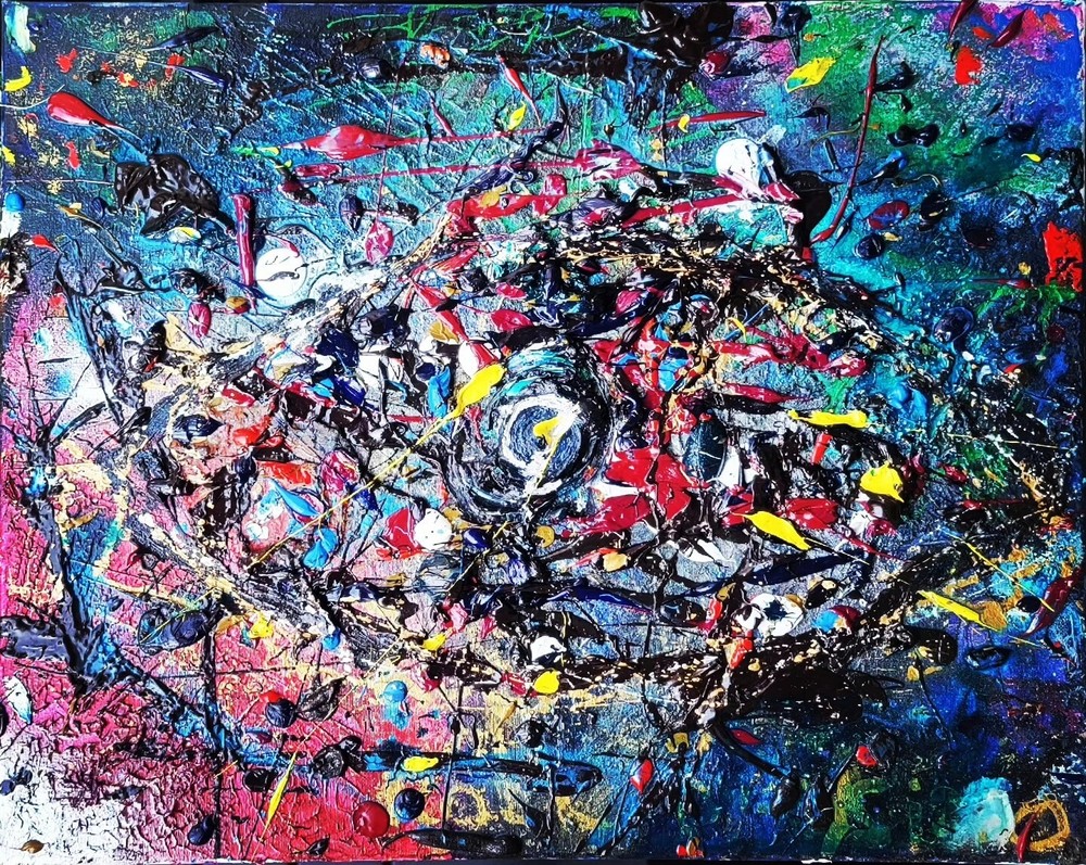 Abstract Painting On Canvas Mixed Medium Original