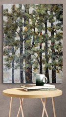 Original art painting on canvas green trees landscape scenery 30in x 40in