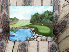 Golf Painting Original Oil On Canvas 16 x 20″ Golfers Sports Theme