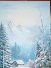 Winter Landscape,Beverly Jamison Carrick 1970s Original Oil Painting signed