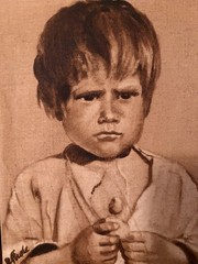 Vintage Oil on Linen Canvas Young Boy Portrait Painting