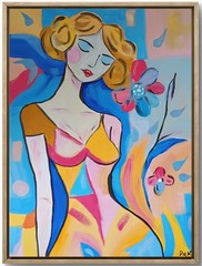Whimsical Dreamer 12×16 Canvas Original Art Expressionism Woman Cubist Abstract